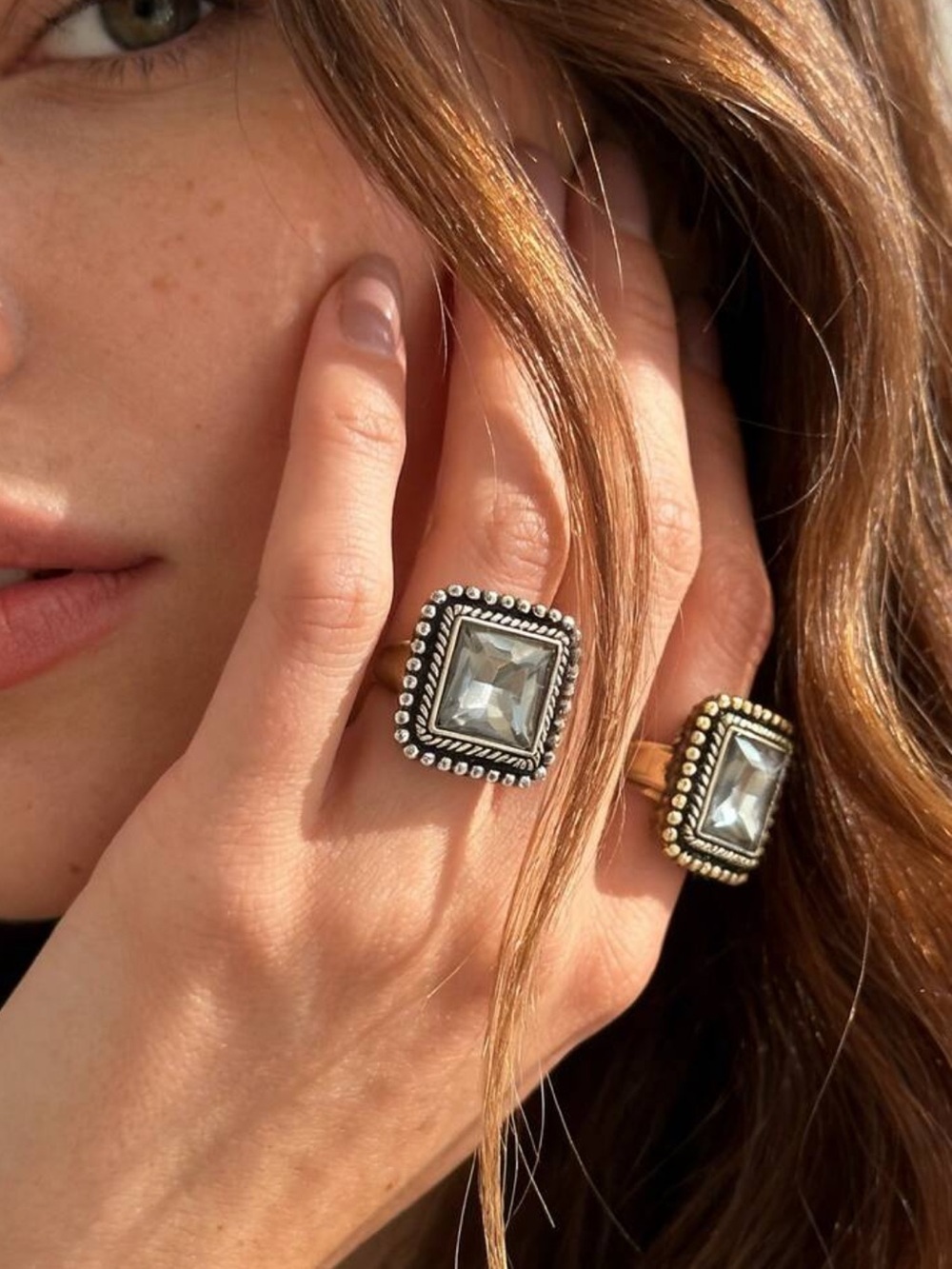 REVOLVE Grand Facet Crystal Square Ring